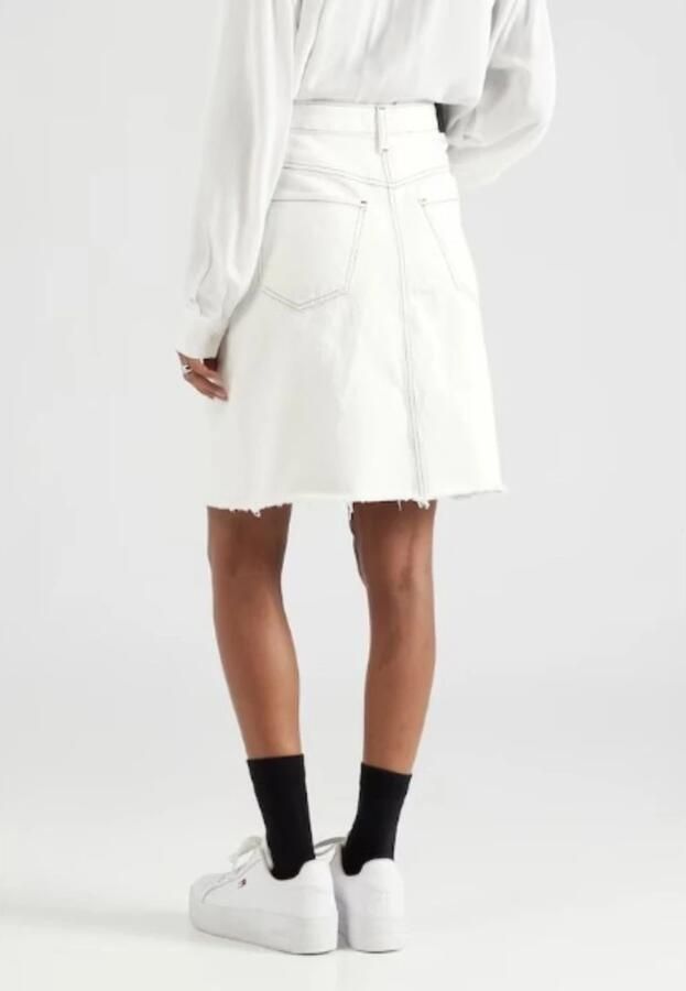 Tommy Hilfiger Jeans rok DNM RW A-LINE SKIRT ECRU Webrok met logo-embossing - Foto 2
