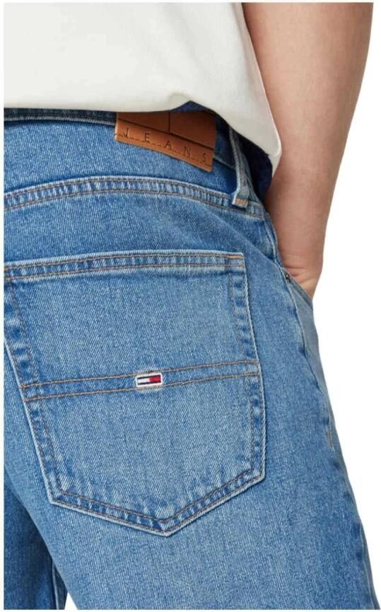 Tommy Hilfiger Blauwe Heren Korte Jeans Gewassen Effect Blue Heren