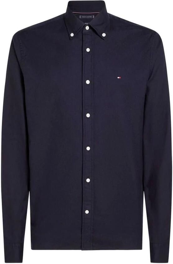 Tommy Hilfiger Flex Geborsteld Solide Shirt Woestijnlucht Blue Heren