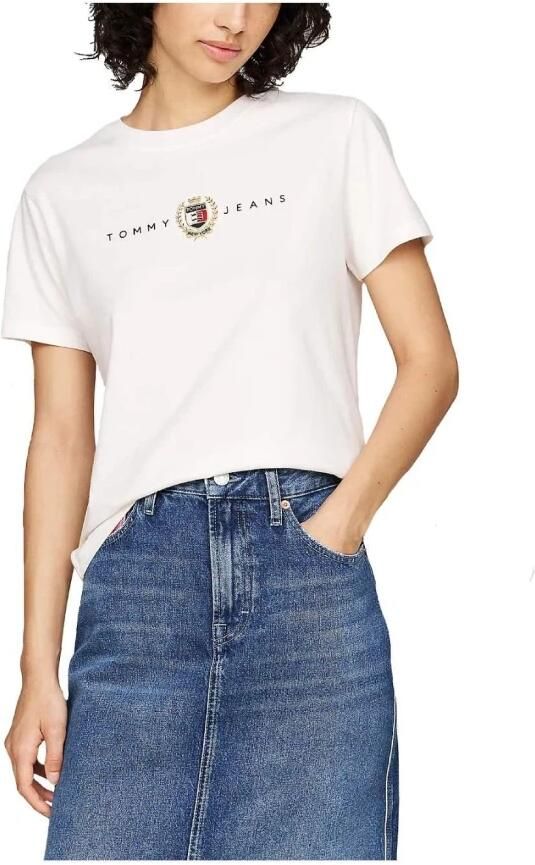 Tommy Jeans Geborduurd logo katoenen T-shirt Wit White Dames - Foto 3