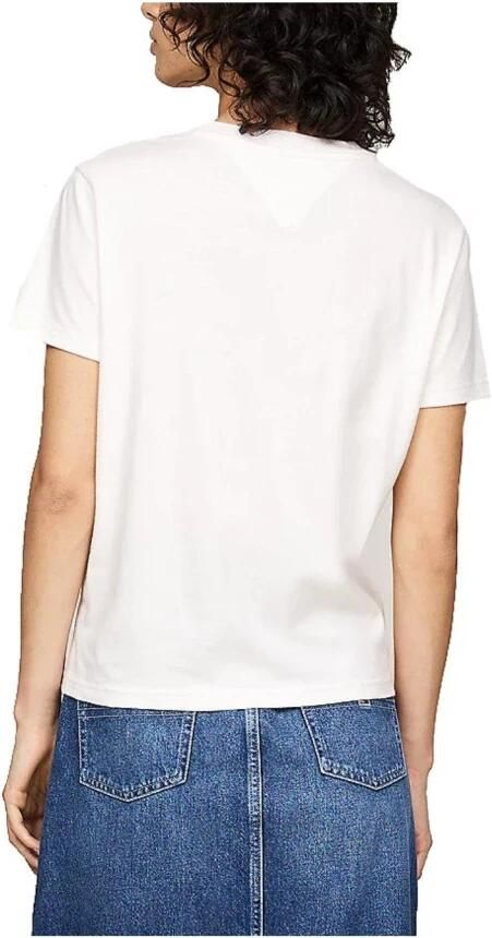 Tommy Jeans Geborduurd logo katoenen T-shirt Wit White Dames - Foto 2