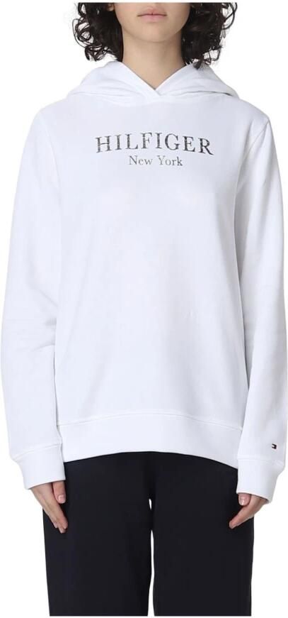 Tommy Hilfiger Geborduurd Logo Dames Sweatshirt Casual Lente Stijl White Dames