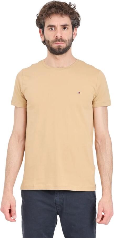 Tommy Hilfiger Geborduurd Logo Kameel T-shirt Lente Zomer Beige Heren - Foto 2