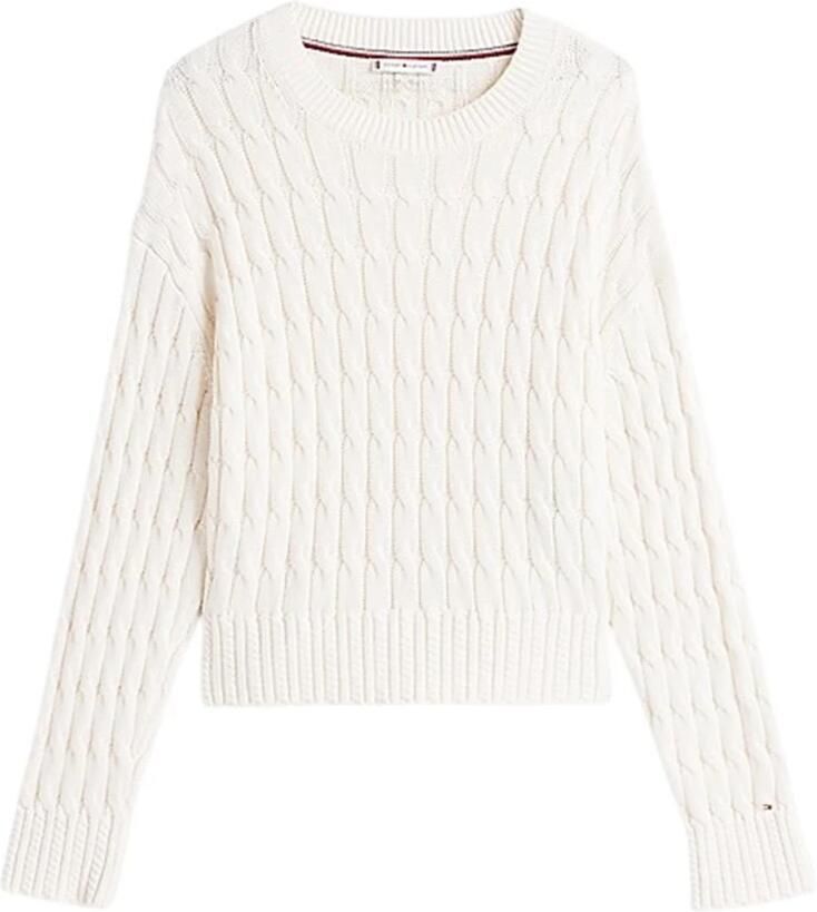 Tommy Hilfiger Gebreide Crewneck Trui met Verlaagde Schouders Beige Dames - Foto 3