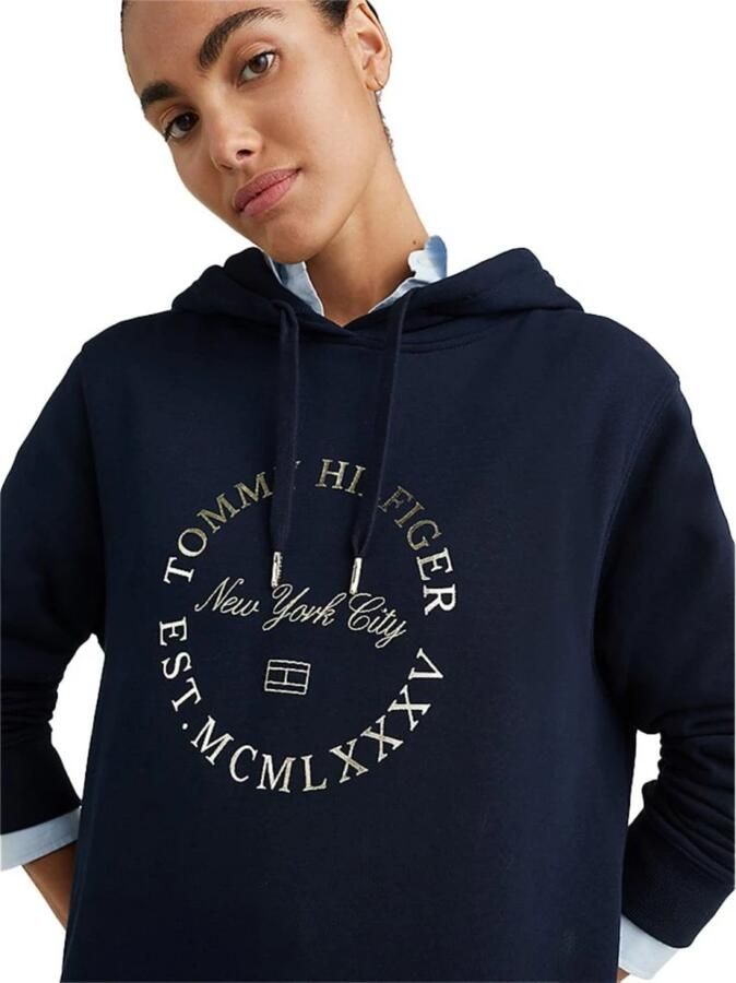 Tommy Hilfiger Jerseyjurk REG METLLC ROUNDLL SHRT HOOD DRS