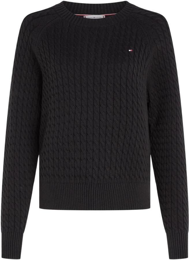 Tommy Hilfiger Gebreide trui CO MINI CABLE C-NECK SWEATER met geborduurd logo