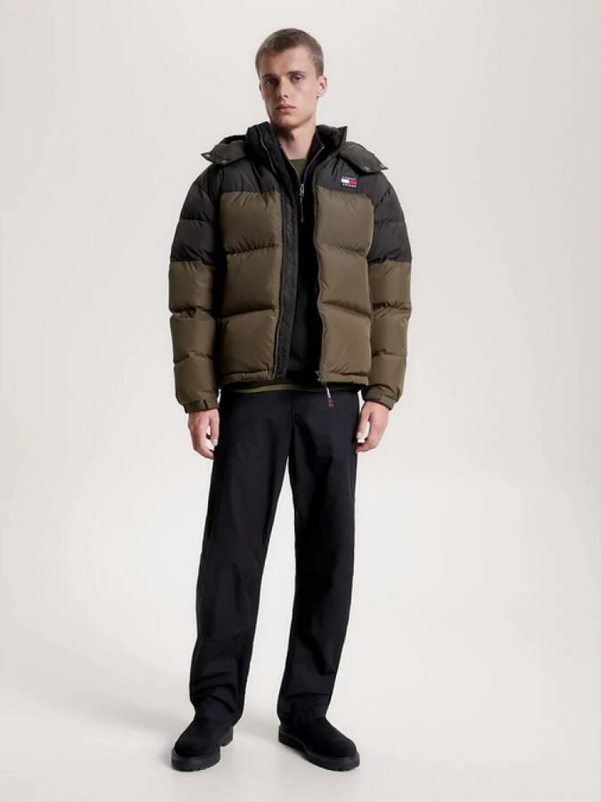 Tommy Hilfiger Gerecyclede Polyester Gewatteerde Color Block Jas met Capuchon Green Heren - Foto 3