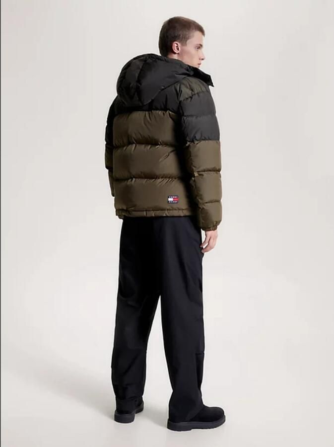 Tommy Hilfiger Gerecyclede Polyester Gewatteerde Color Block Jas met Capuchon Green Heren - Foto 5