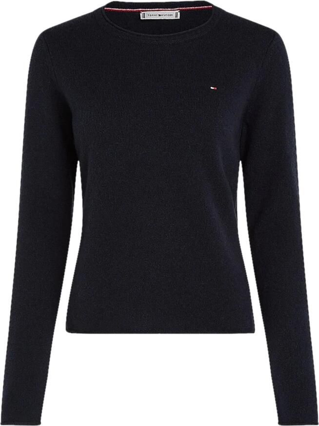 Tommy Hilfiger Gebreide trui SOFT WOOL C-NK SWEATER met logoborduring van 100% wol