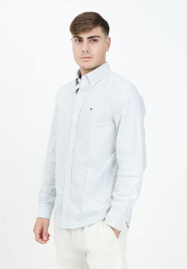 Tommy Hilfiger Gestreept Oxford Heritage Overhemd met Lange Mouwen Green Heren