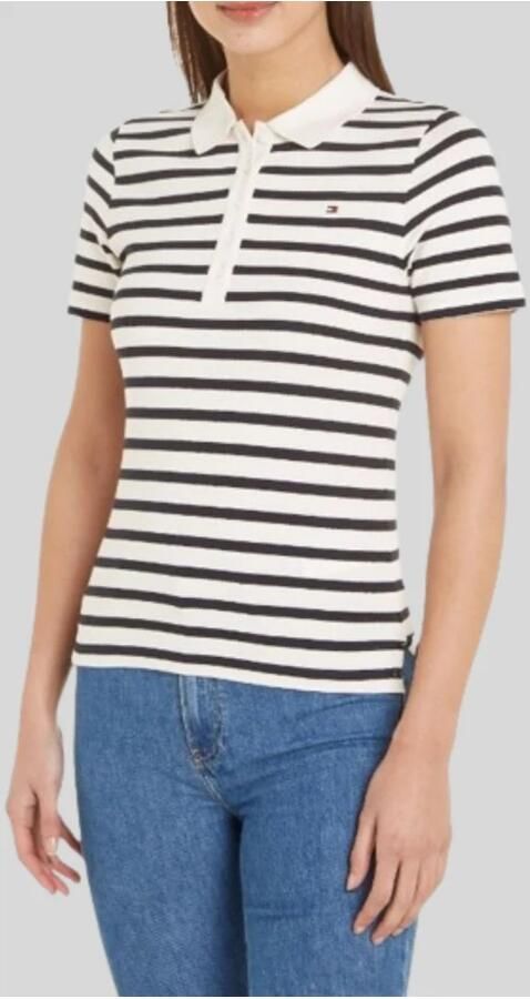 Tommy Hilfiger Poloshirt 1985 SLIM PIQUE STRIPE POLO SS met discreet geborduurd logo - Foto 3