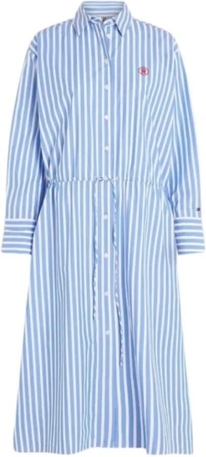 Tommy Hilfiger Gestreepte Midi Overhemdjurk Blue Dames