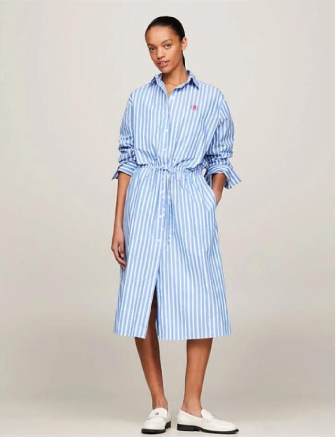 Tommy Hilfiger Gestreepte Midi Overhemdjurk Blue Dames - Foto 2