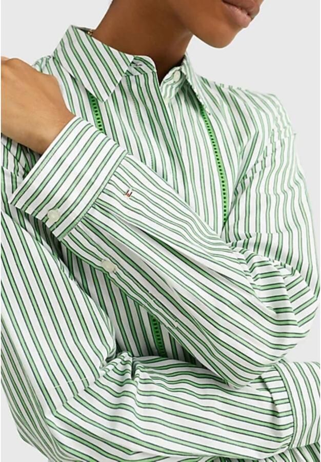 Tommy Hilfiger Blousejurkje ORG CO STRIPE MIDI SHIRT-DRESS - Foto 2