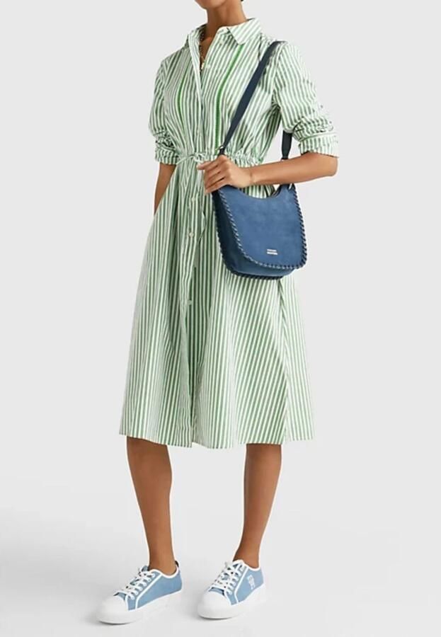 Tommy Hilfiger Blousejurkje ORG CO STRIPE MIDI SHIRT-DRESS - Foto 4