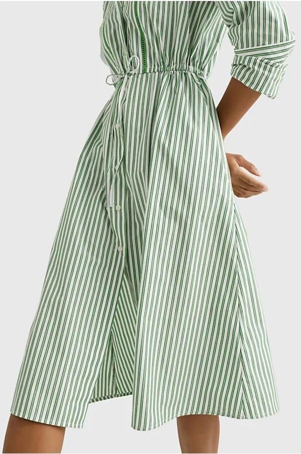Tommy Hilfiger Blousejurkje ORG CO STRIPE MIDI SHIRT-DRESS - Foto 6