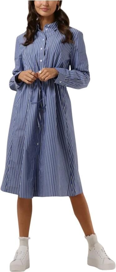 TOMMY HILFIGER Dames Jurken Org Co Stripe Midi Shirt Dress Blauw wit Gestreept - Foto 8