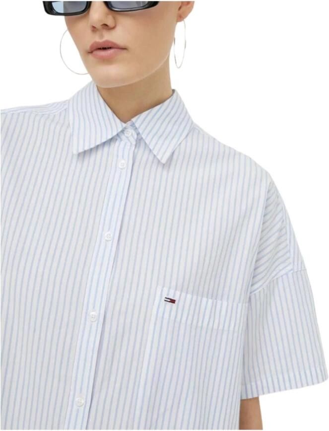 Tommy Hilfiger Gestreepte Overhemdjurk Blue Dames