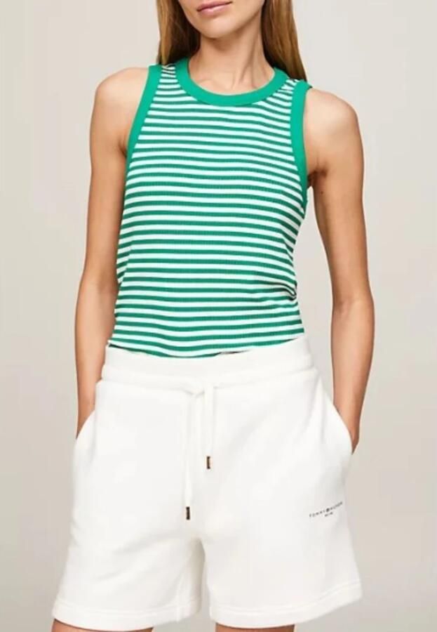 Tommy Hilfiger Gestreepte Rib Tanktop voor Vrouwen Green Dames - Foto 2