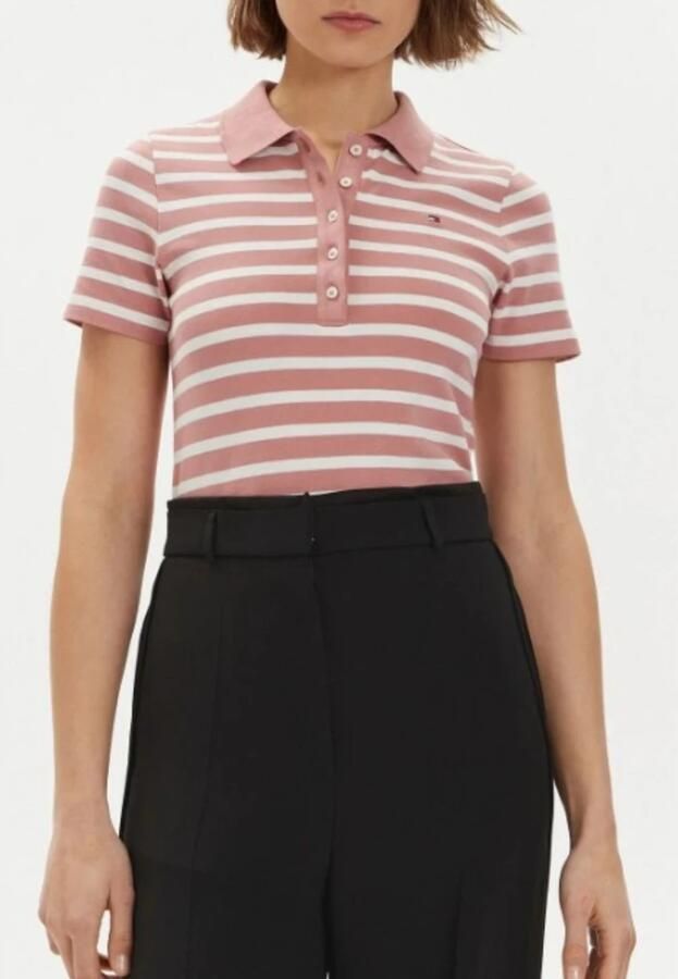 Tommy Hilfiger Poloshirt 1985 SLIM PIQUE STRIPE POLO SS met discreet geborduurd logo - Foto 3