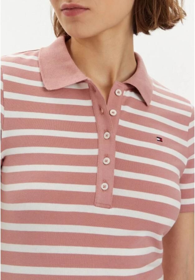 Tommy Hilfiger Poloshirt 1985 SLIM PIQUE STRIPE POLO SS met discreet geborduurd logo