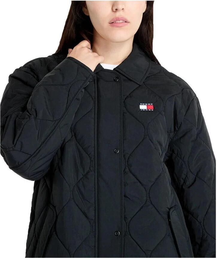 Tommy Hilfiger Gewatteerde jas met vlagdetail Black Dames