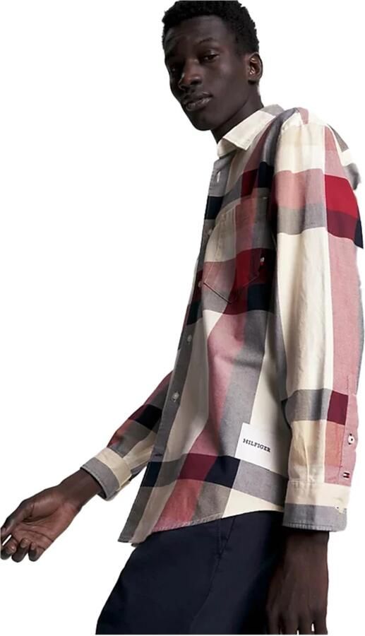 Tommy Hilfiger Herenoverhemd met ruitpatroon en borstzakje White Heren