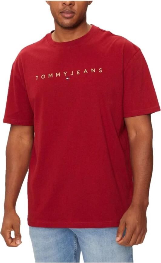 Tommy Hilfiger Gouden Lineaire Tee Urban Stijl Red Heren