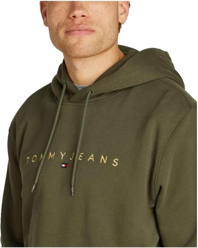 TOMMY JEANS Sweatshirt TJM REG LINEAR GOLD HOOD EXT geborduurd merkembleem op borsthoogte