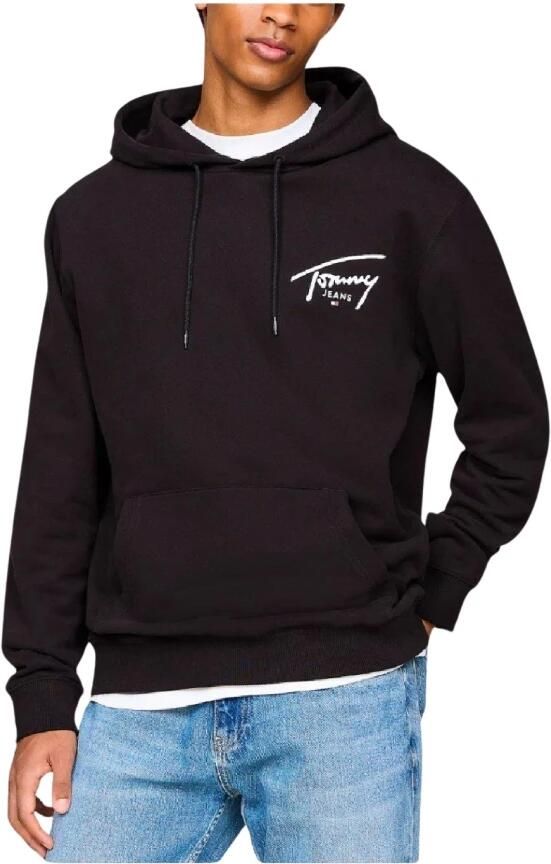 Tommy Hilfiger Hoodie met Gedurfd Print Zwarte Katoenen Sweater Black Heren - Foto 2