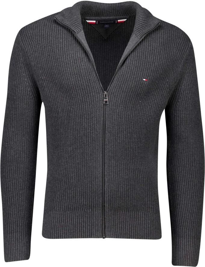 Tommy Hilfiger vest met ingebreid patroon dark grey heather