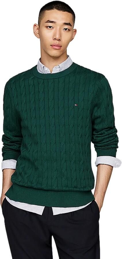 Tommy Hilfiger Gebreide trui CLASSIC CABLE CREW NECK met structuurbreisel en vlaglabel - Foto 9