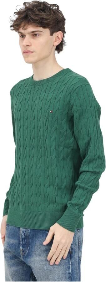 Tommy Hilfiger Groene Crewneck Sweater Retro Stijl Green Heren