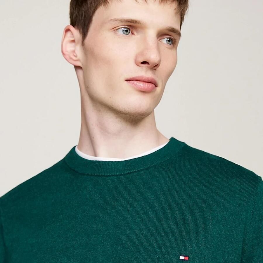 Tommy Hilfiger Groene Trui Lamswol Ronde Hals Stijl Green Heren - Foto 9