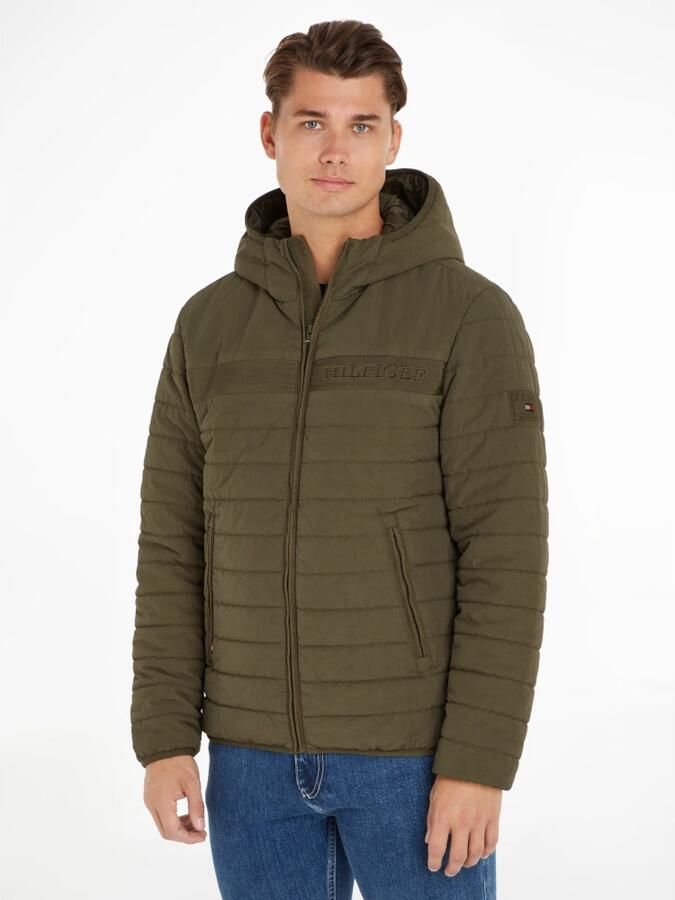 Tommy Hilfiger Gerecyclede Polyester Katoenen Puffer Jas Green Heren - Foto 5