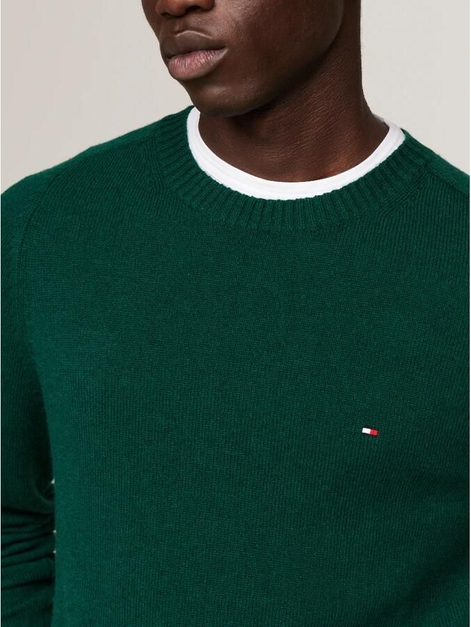 Tommy Hilfiger Groene Trui Lamswol Ronde Hals Stijl Green Heren