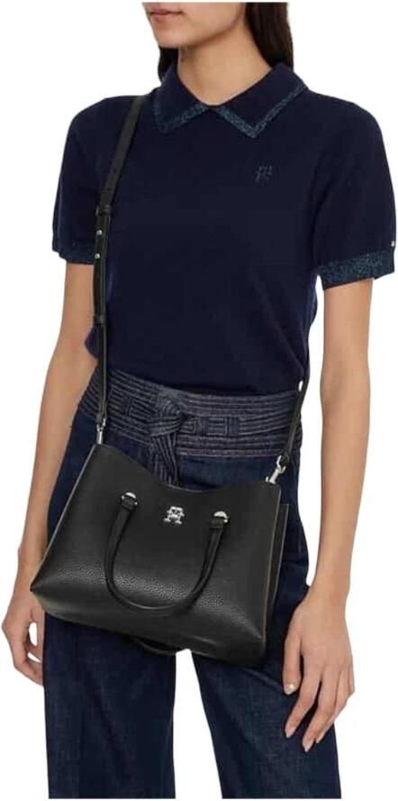 Tommy Hilfiger Zwarte polyester handtas met 2 handvatten en verstelbare schouderband Zwart Dames - Foto 6