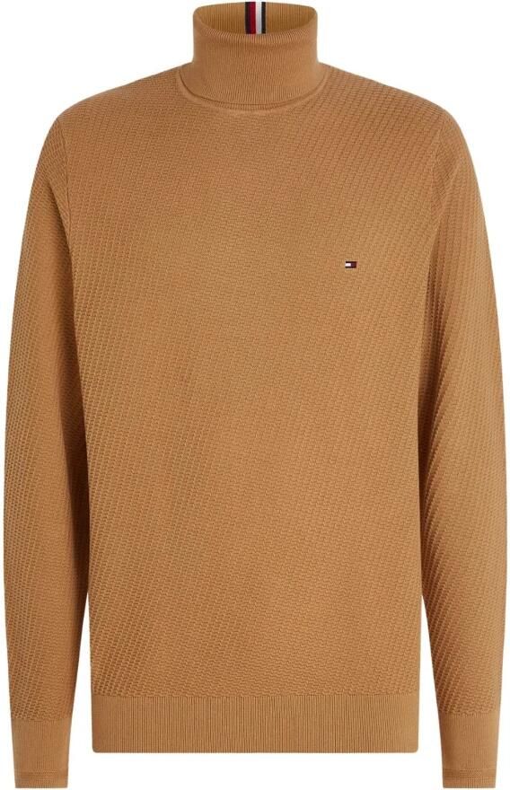 Tommy Hilfiger Coltrui met rechthoekige structuur en rolkraag Beige Heren