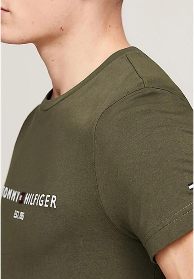 Tommy Hilfiger Groene Bedrukte Katoenen T-shirt Mannen Green Heren
