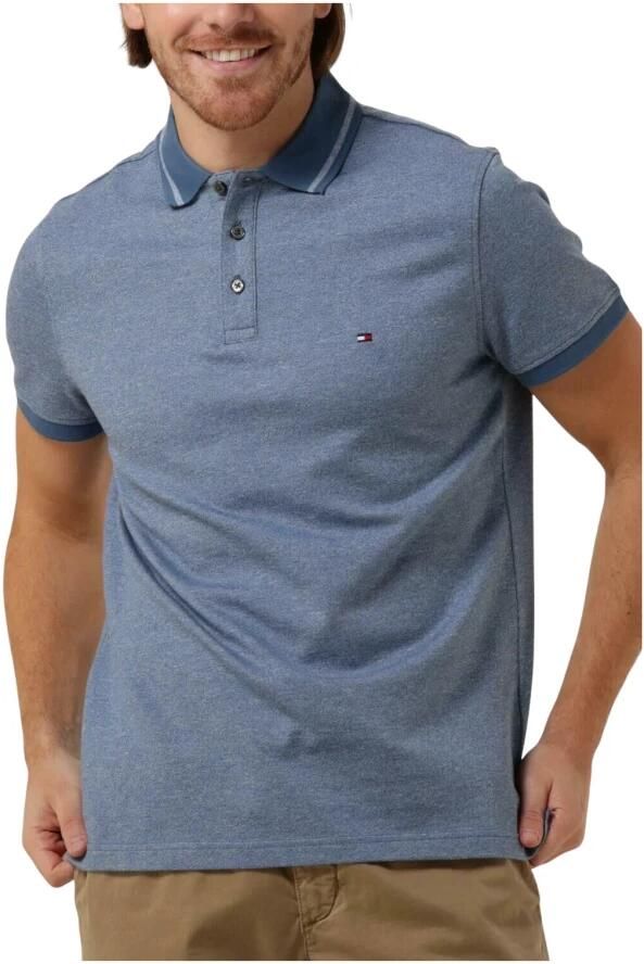 Tommy Hilfiger gemêleerde slim fit polo van biologisch katoen blue coast weathered white moulin - Foto 5
