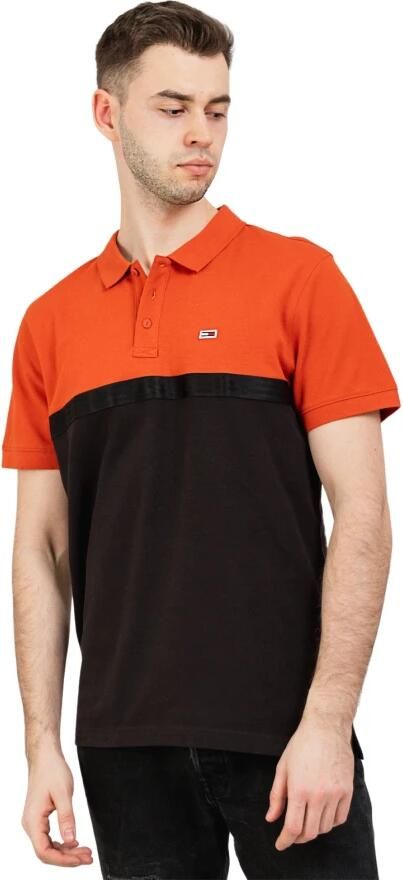Tommy Hilfiger Heren Polo Shirt Regular Fit Zwart Oranje Multicolor Heren