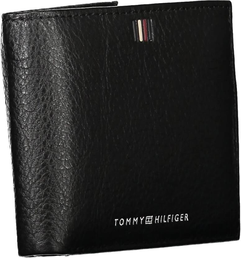 Tommy Hilfiger Elegante zwarte leren portemonnee met voldoende opbergruimte Black Heren