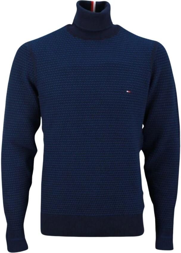 Tommy Hilfiger gebreide coltrui van biologisch katoen desert sky deep indigo