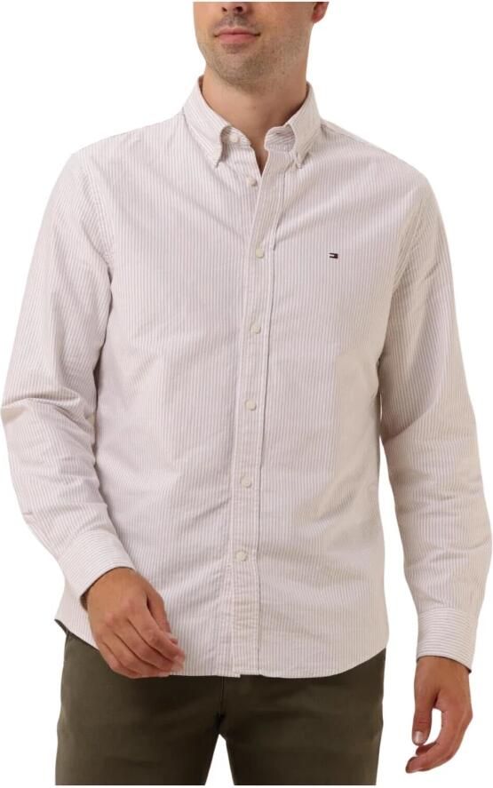 Tommy Hilfiger gestreept regular fit overhemd HERITAGE OXFORD STRIPE classic kaki white - Foto 3
