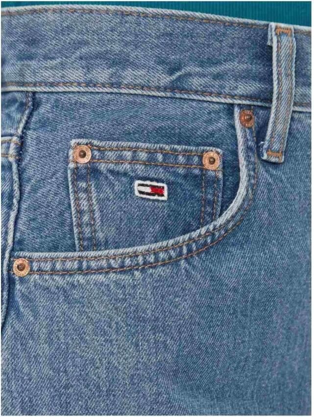 Tommy Hilfiger Hoge Taille Mom Short in Zacht Katoen Denim Blue Dames