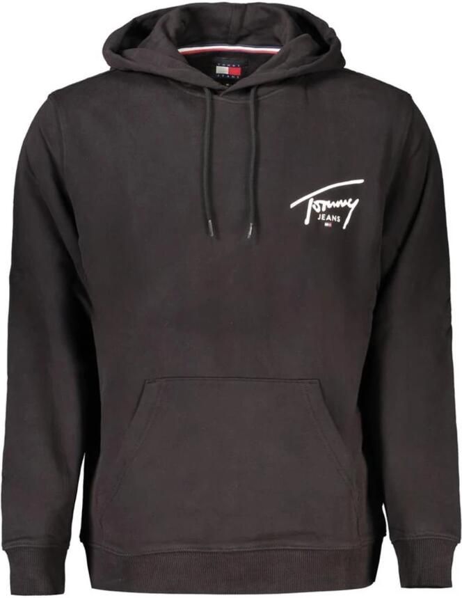 Tommy Hilfiger Hoodie met Gedurfd Print Zwarte Katoenen Sweater Black Heren