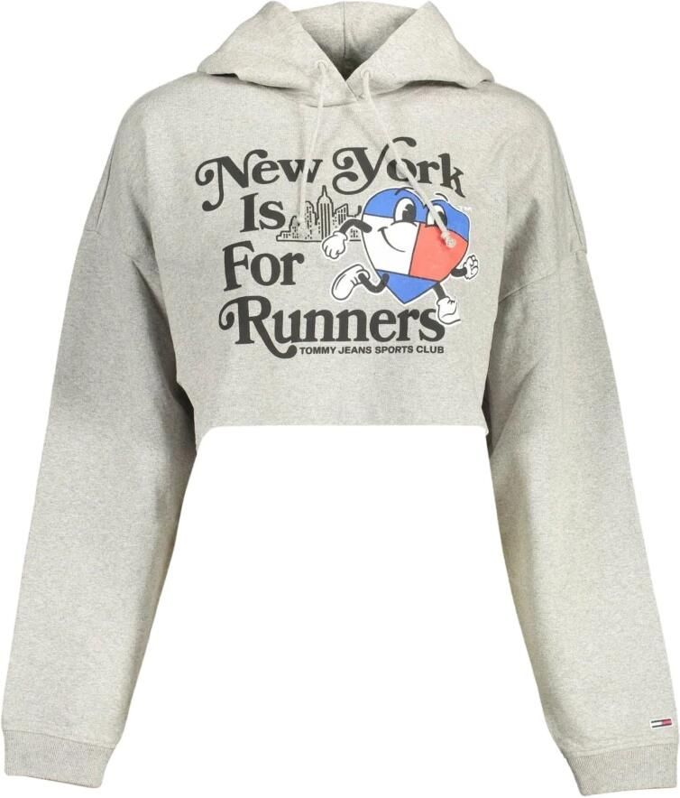 Tommy Hilfiger Grijze Hoodie Lange Mouw Geborduurde Print Gray Dames