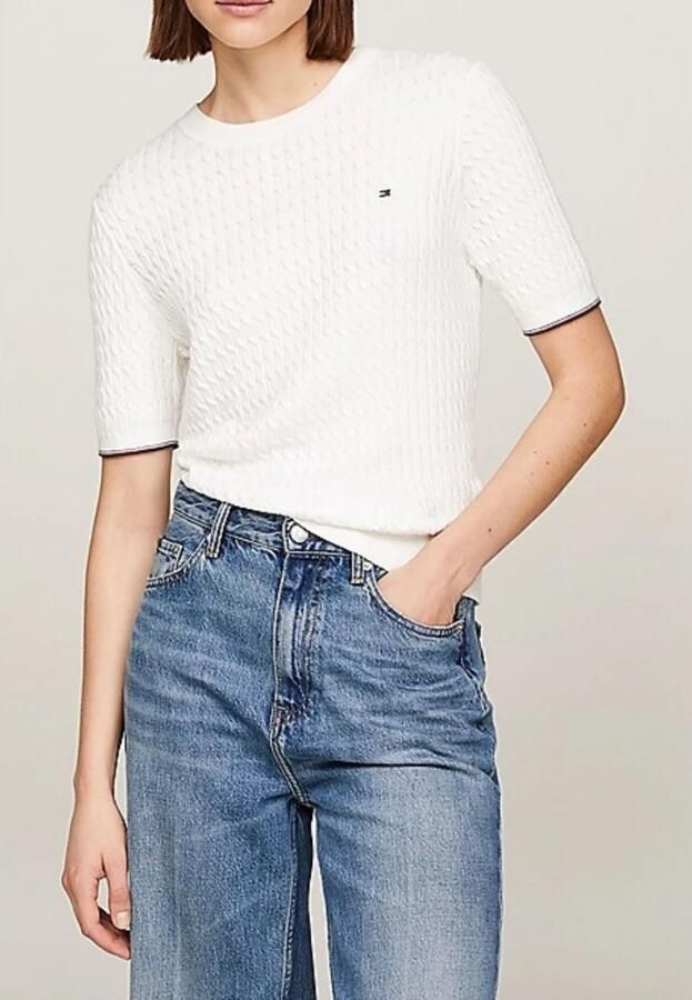 Tommy Hilfiger Trui met korte mouwen CO CABLE RWB C-NK SS SWT - Foto 2