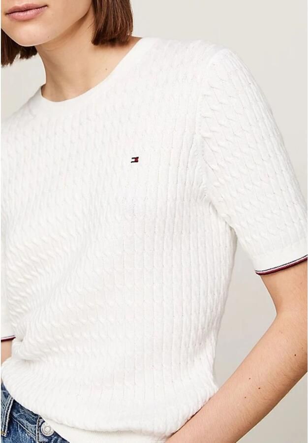 Tommy Hilfiger Trui met korte mouwen CO CABLE RWB C-NK SS SWT
