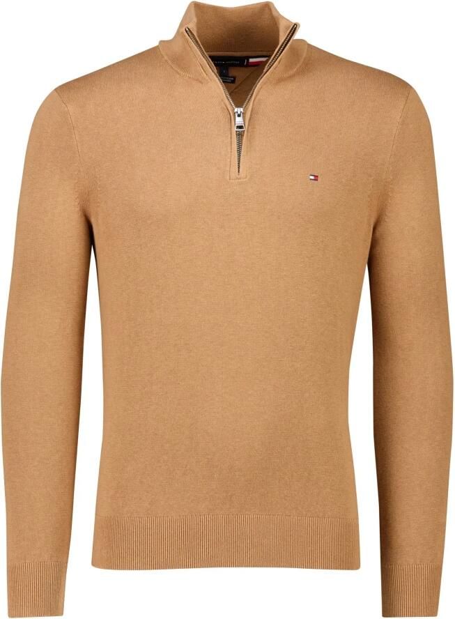 TOMMY HILFIGER Heren Truien & Vesten Pima Org Ctn Cashmere Zip Mock Camel